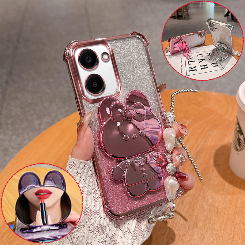 Vivo Y28 - 패션 귀여운 3D 토끼 거울 스탠드