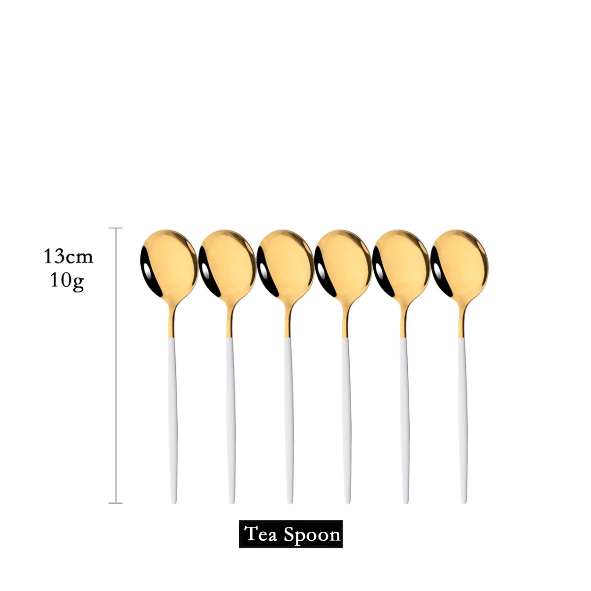 Gold Cutlery Flatware - 6Pcs 거울 화이트 골드 차 스푼