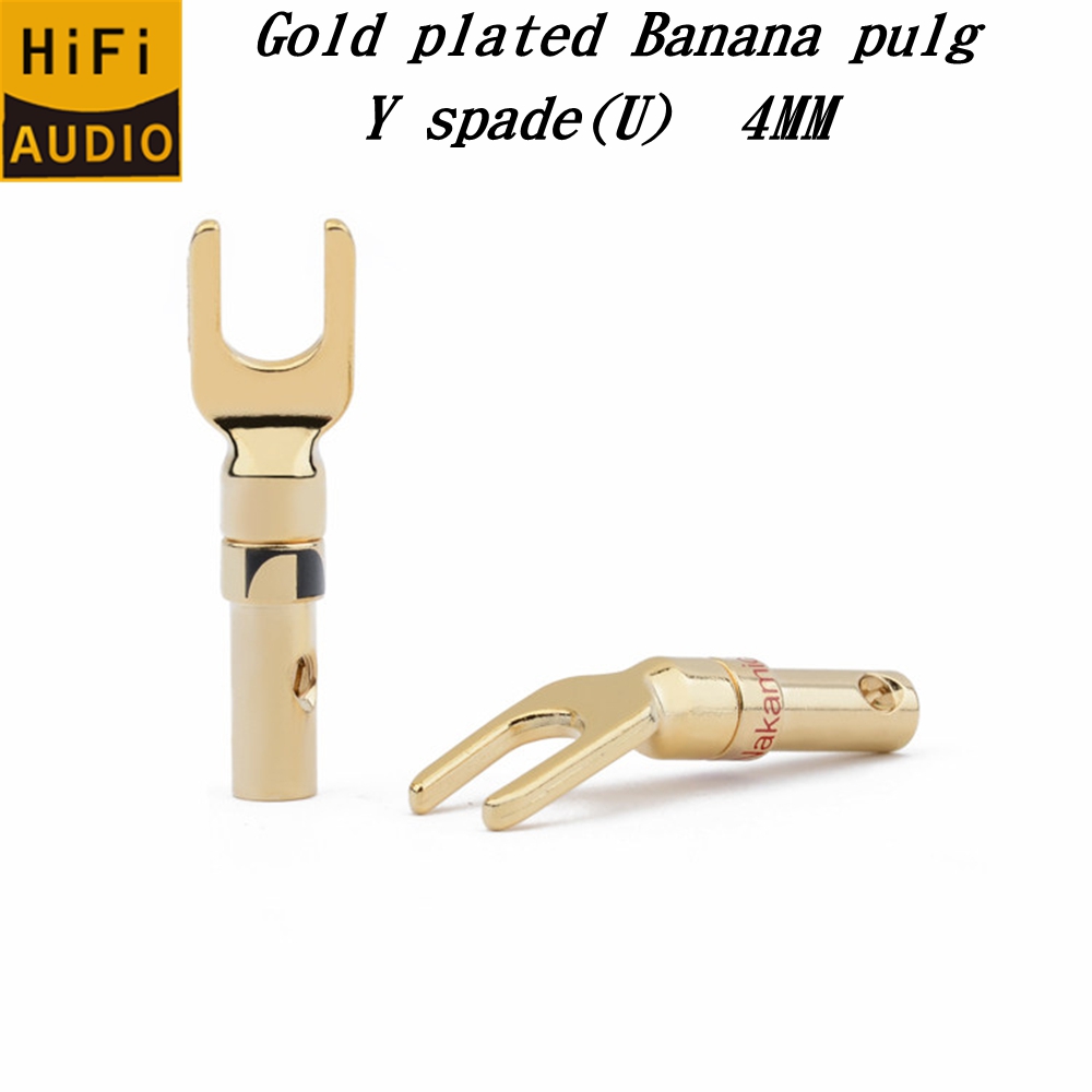 Gold Cutlery Flatware - 4개 금도금 Y자형 바나나 플러그 오디오