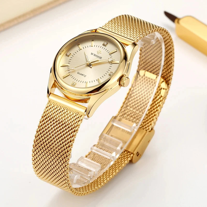 Luxury Lifestyle Women - WWOOR 럭셔리 브랜드 드레스 골드 시계