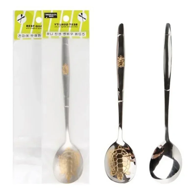 1 조각 저녁 식사 숟가락 금도금 거북이 스테인레스 스 - Gold Cutlery Flatware 리뷰 및 가격
