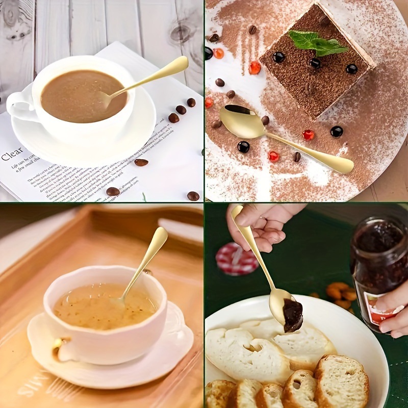 6/10/20Pcs 스테인레스 스틸 작은 금색 숟가락  - Gold Cutlery Flatware 리뷰 및 가격