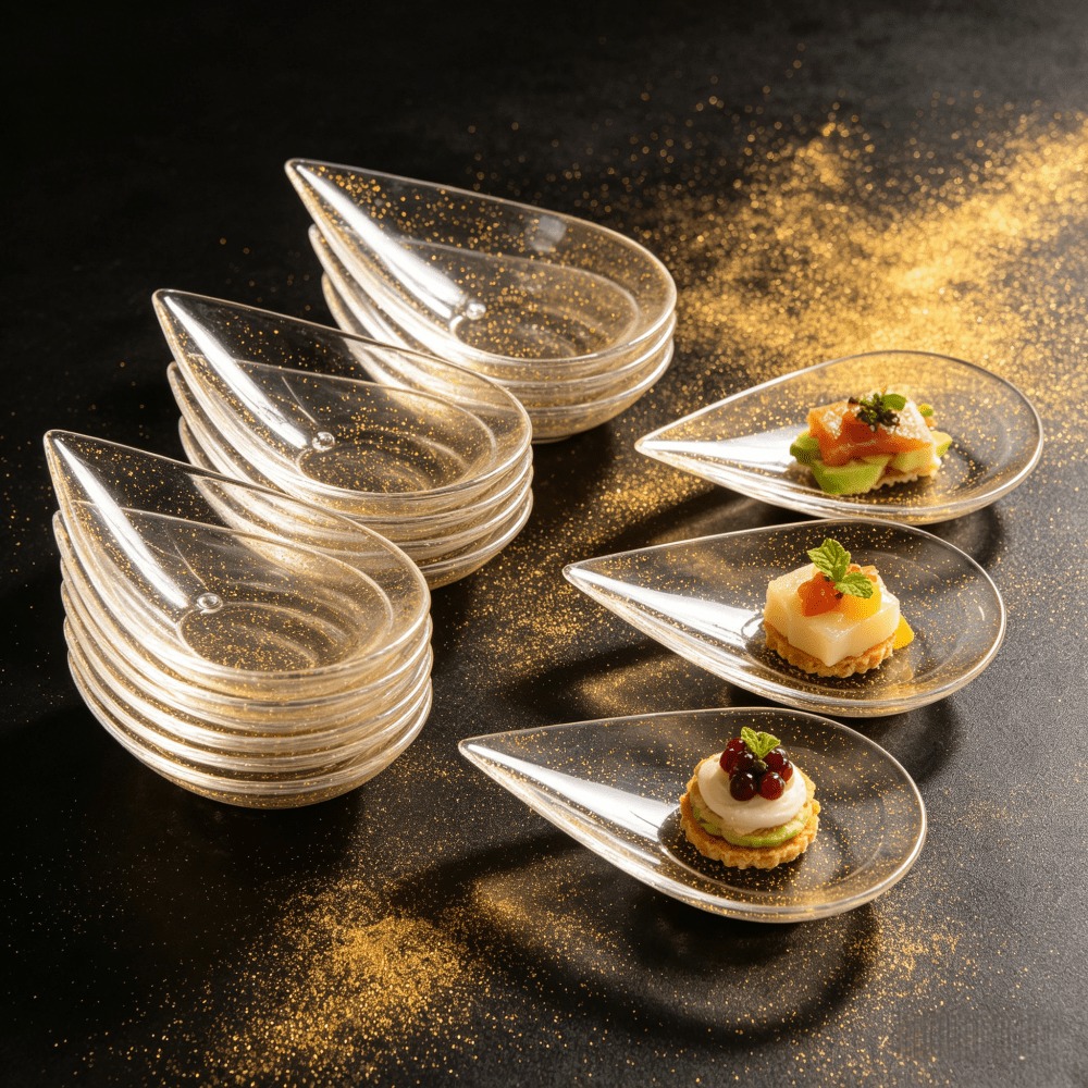 50개입 일회용 눈물방울 모양 디저트 테이스팅 스푼,  - Gold Cutlery Flatware 리뷰 및 가격